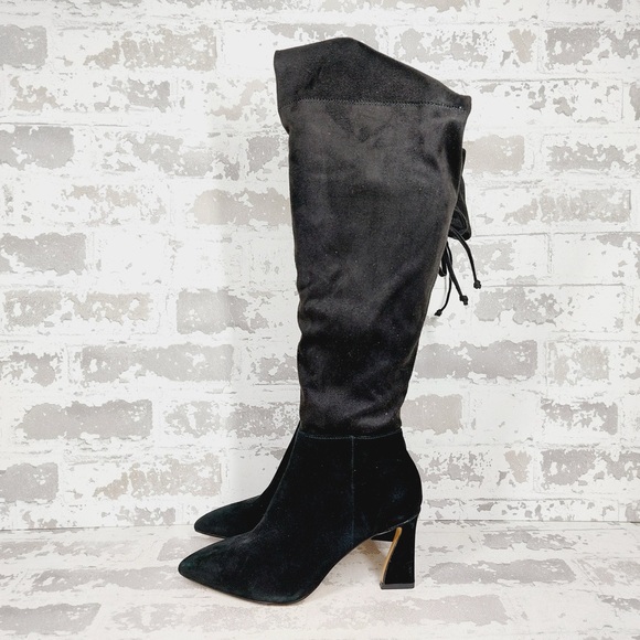 NEW Vince Camuto Taplana Black Faux Suede Over-The-Knee Boots C354 - Picture 1 of 14